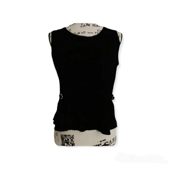 Womens sz 6 Black silver Buckle slit sides Ronnie nicole top Ladies shirt - Picture 4 of 8